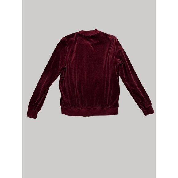 Michael Kors Womens Medium hooded Jacket Burgundy Velour Cotton Blend - Picture 2 of 16